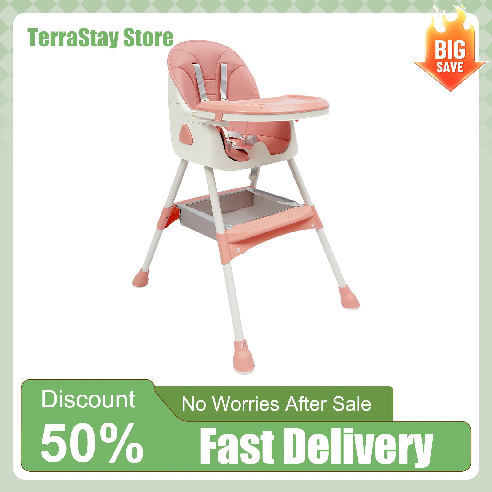 Chaise haute 2-en-1 pour bébé et enfant, avec repose-pieds, chaise haute combinée, siège haute pour 