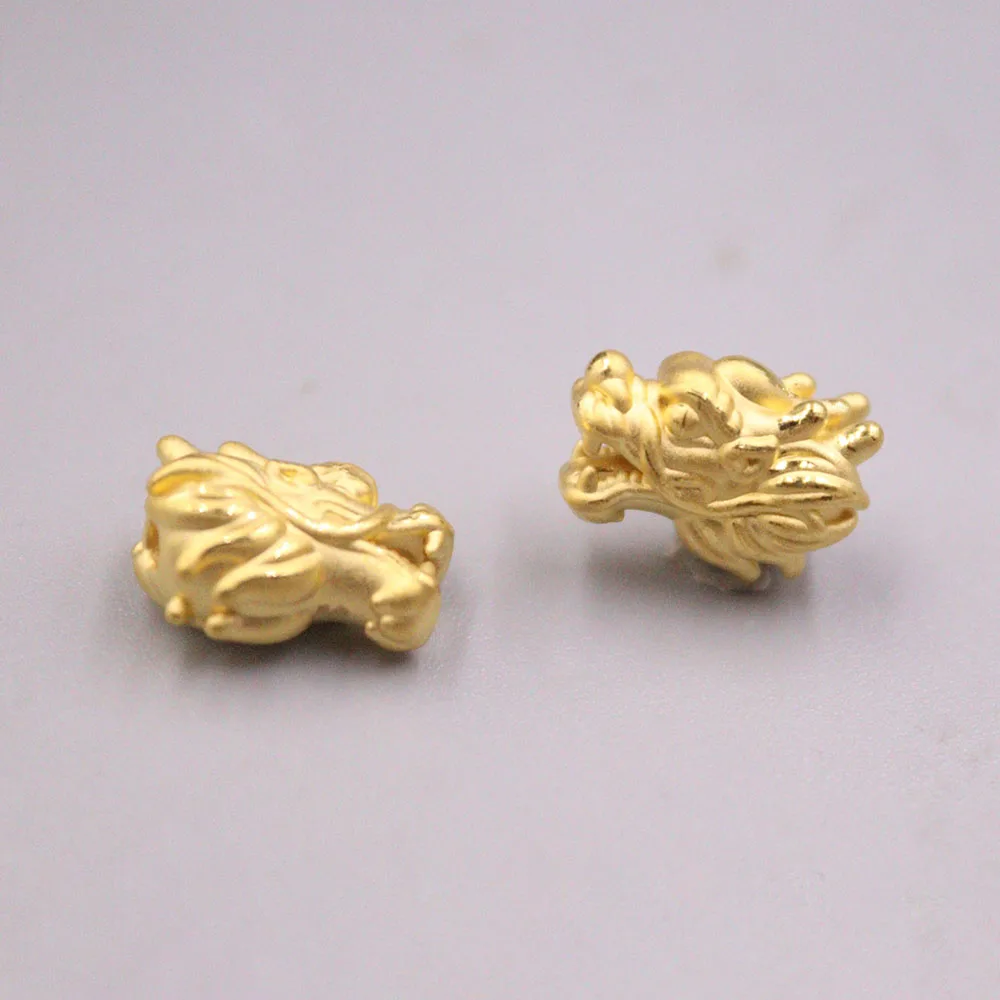 1pcs Pure 999 Real 24k Yellow Gold Pendant 3D Zodiac Dragon Head Bead 1.1g/12mm