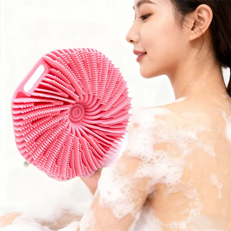 

Многоугольная силиконовая щетка для ванны, портативная массажная щетка, скруббер для душа, силиконовая вихревая отшелушивающая щетка для ванны