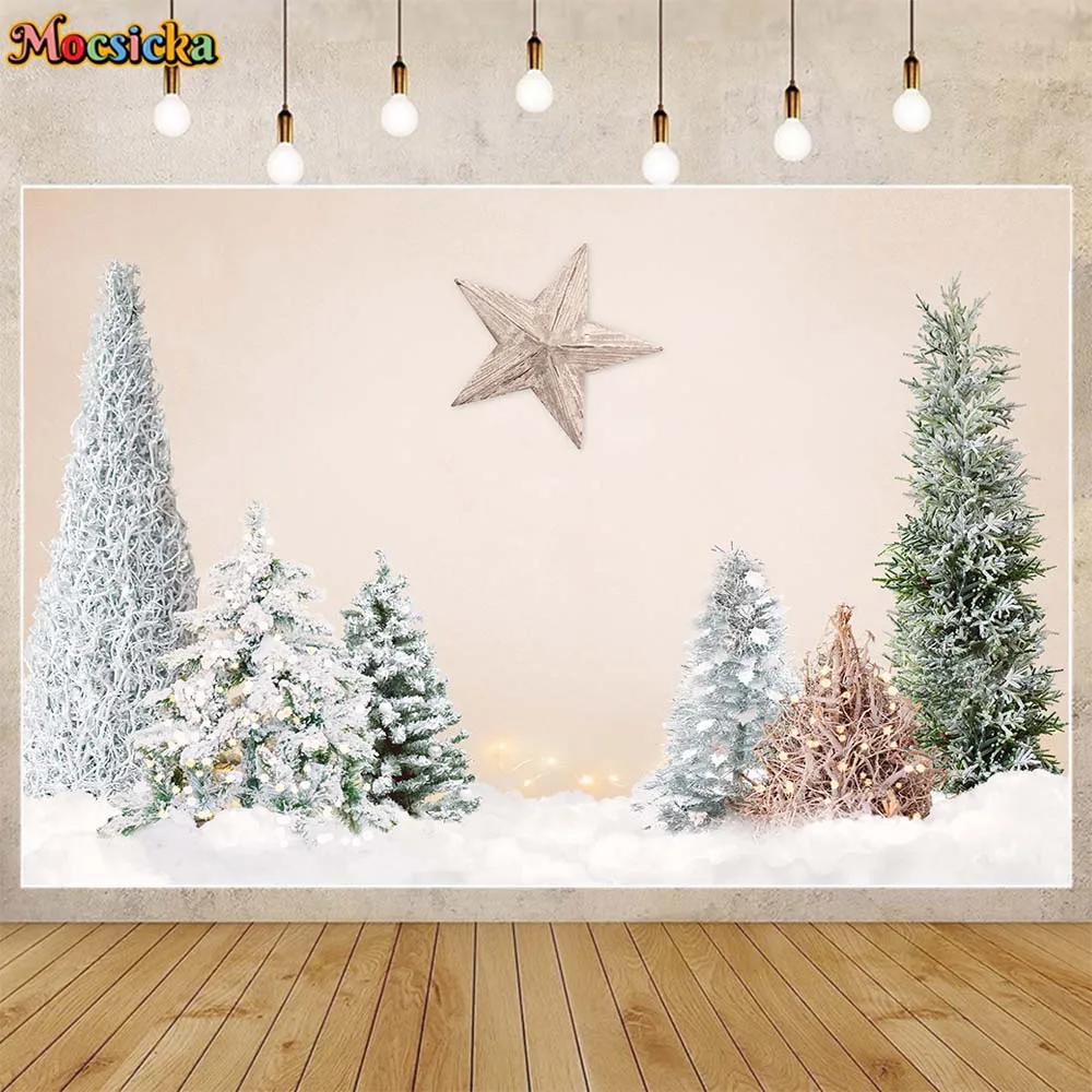 

Mocsicka Winter Christmas Backdrop Snow Pine Tree Newborn Baby Kids Portrait Photography Background Photo Studio Photocall Props