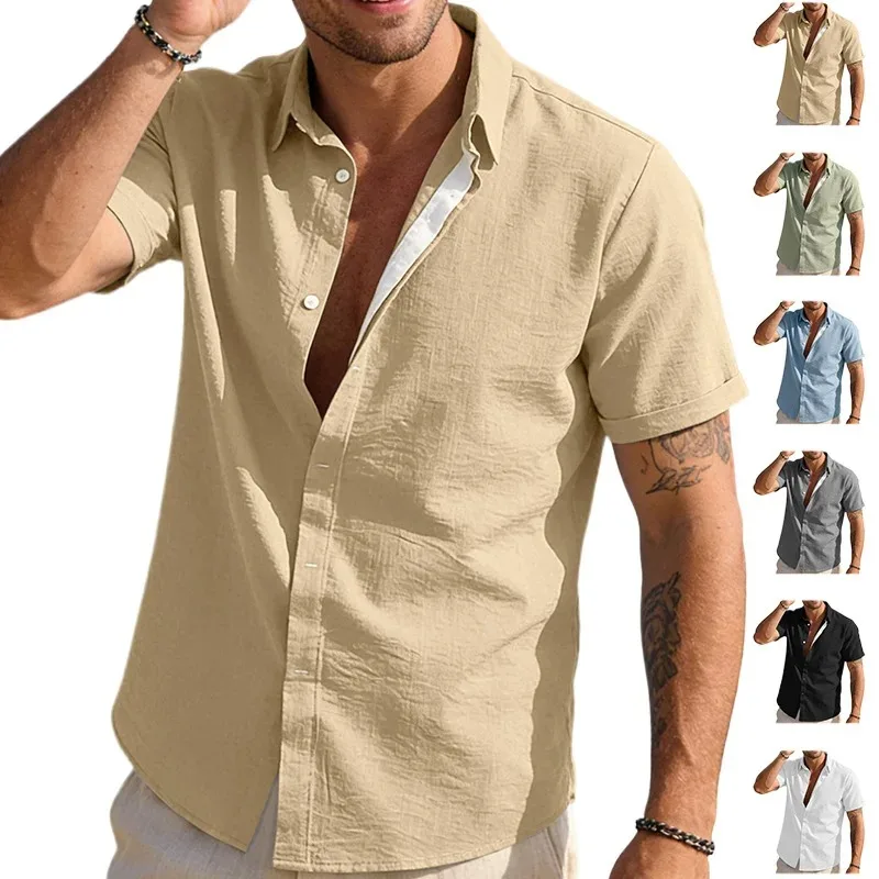 

Casual Commute Bamboo Rayon Men's Shirt Short Sleeve Button up Knitwear Collar Pure Color Simple Design Business Style