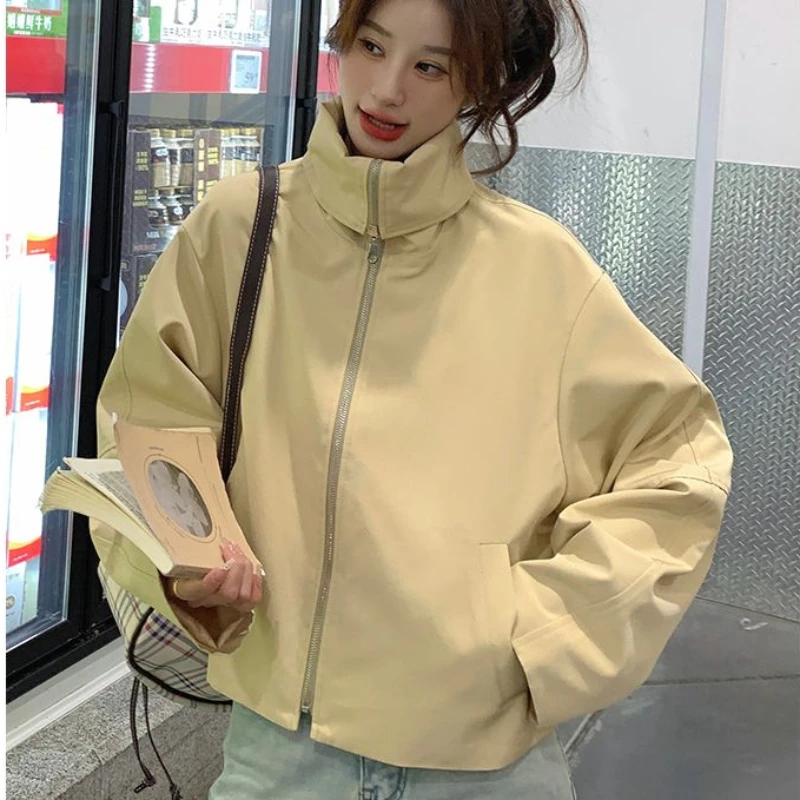 Fashions Korean Women Jackets Baseball Autumn Casual Women Clothing Short Outerwear Bomjamba Jacket Womens Vintage Baggy Coat