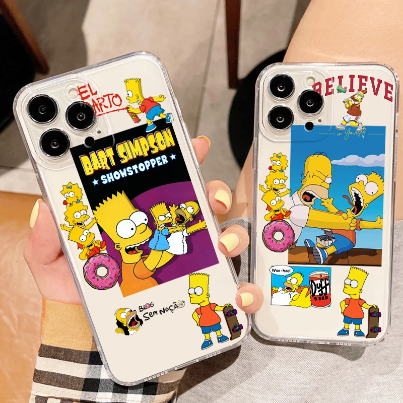 جراب هاتف Simpsons omer Bart Disney ، غطاء شفاف لهواتف Apple iPhone 15 و 14 و 13 و 12 و 11 و SE و XS و XR و X و Mini و Plus و Pro و Max