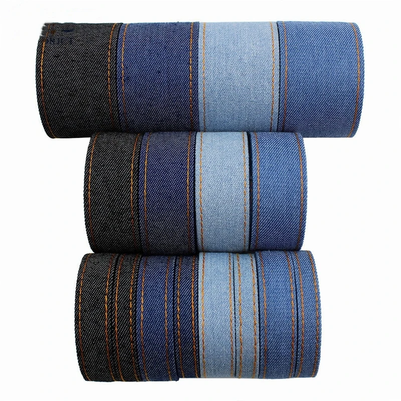 1m Cowboy Jeans Fabric Tape Solid Denim Ribbon Bias Trim DIY Hair Bow Chocker Craft Material