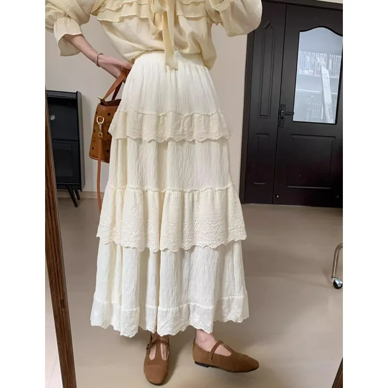 Fashion High-waisted Women Half-body Cake Skirt Korean Pleated Temperament A Word Mid-length Skirt Female Loose Casual Y2k Skirt