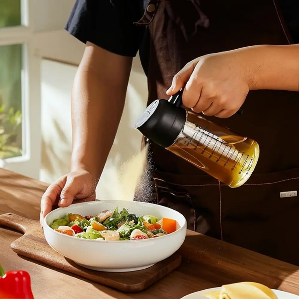 Kitchen Oil Dispenser Bottle 2 In 1 Spray And Pour Dispenser Glass Vinegar Container Cruet For Cooking BBQ Baking Salad