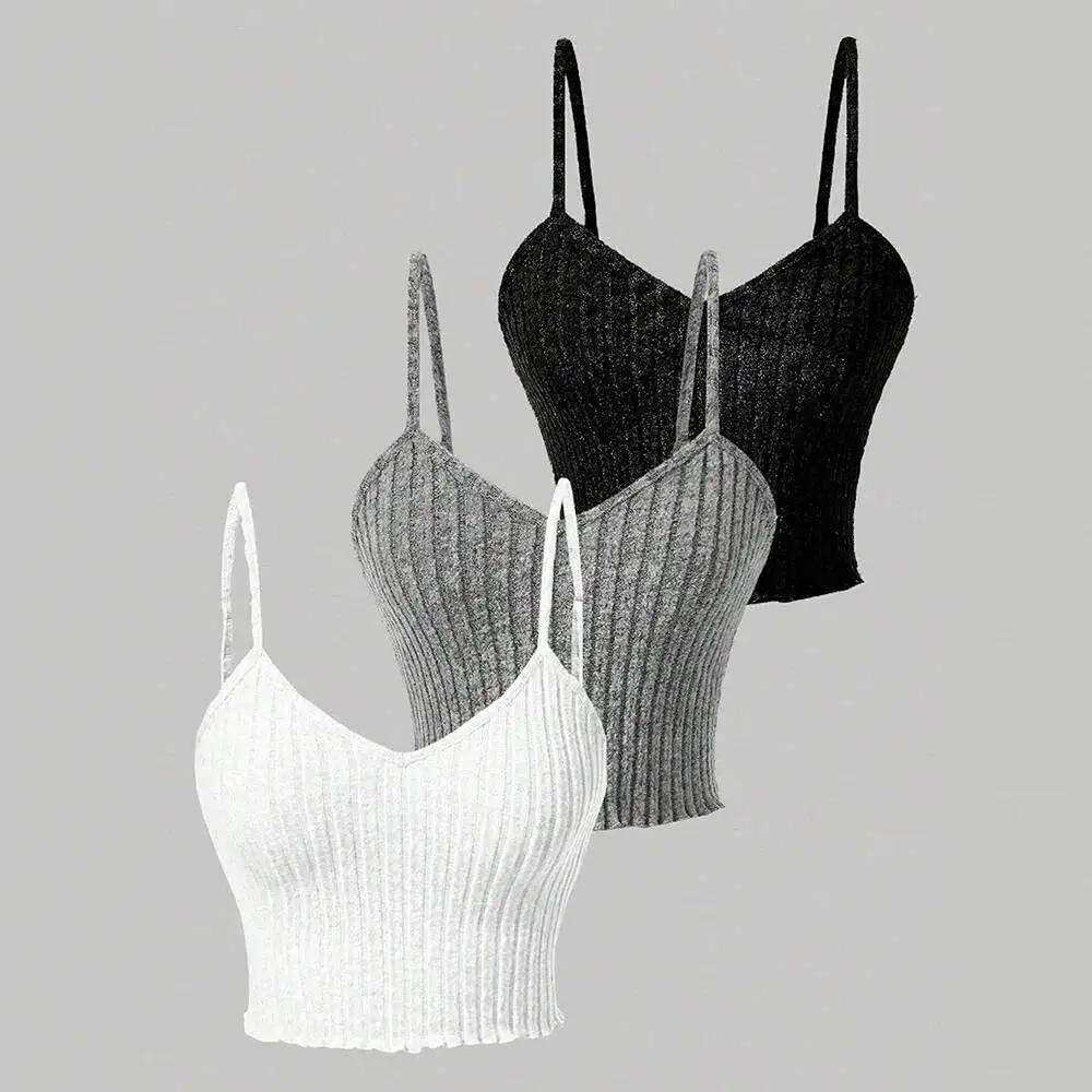 

DGTQYQ Sexy Tops Summer Korean Casual Strapless Solid Color Sleeveless Sweetheart Neck Skinny Fit Three-Piece Tanks For Women