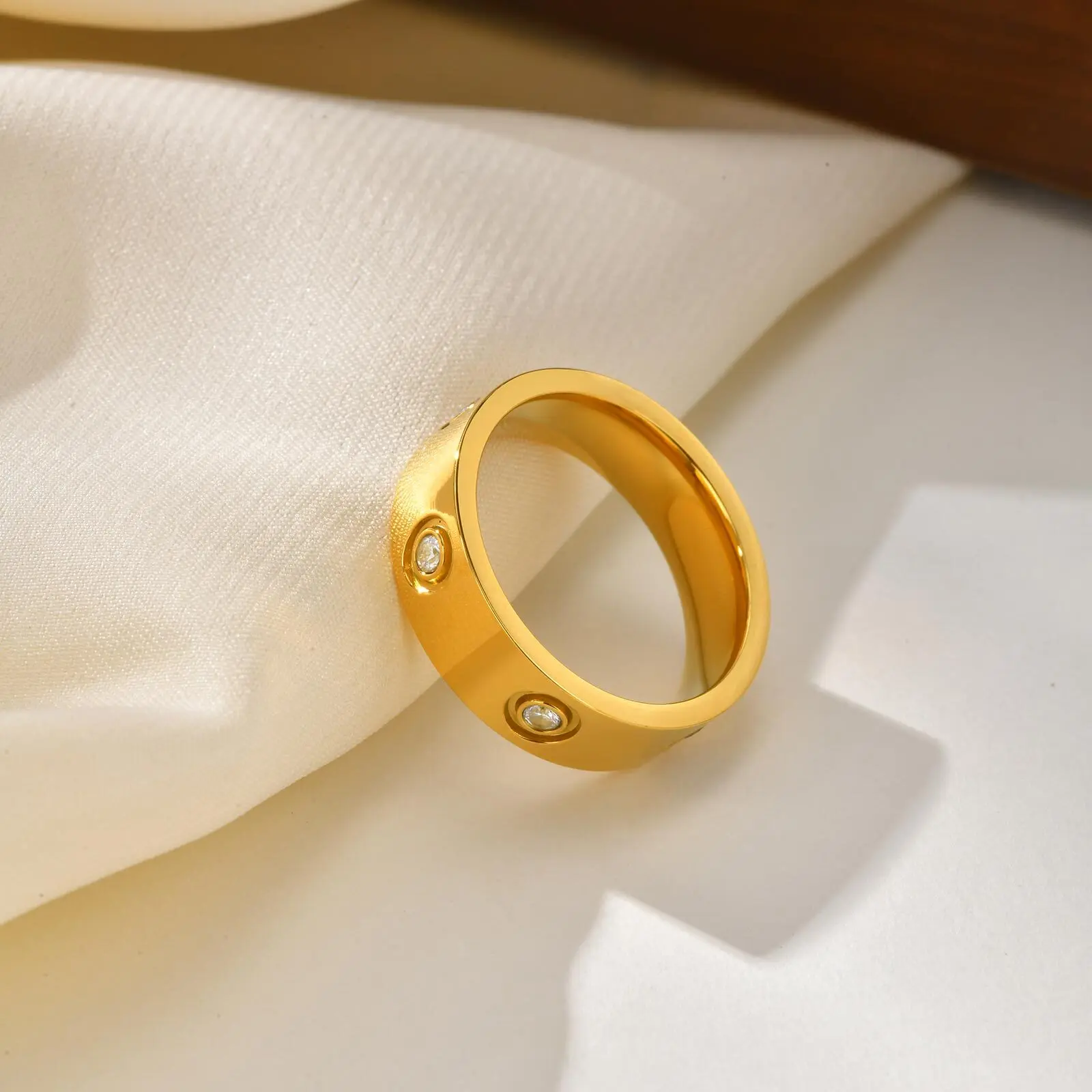 خاتم زفاف فاخر من Vnox للنساء والرجال، كلاسيكي من الفولاذ المقاوم للصدأ مع خواتم الزركون تشيكوسلوفاكيا، هدية خطوبة مجوهرات وعد الحب #6