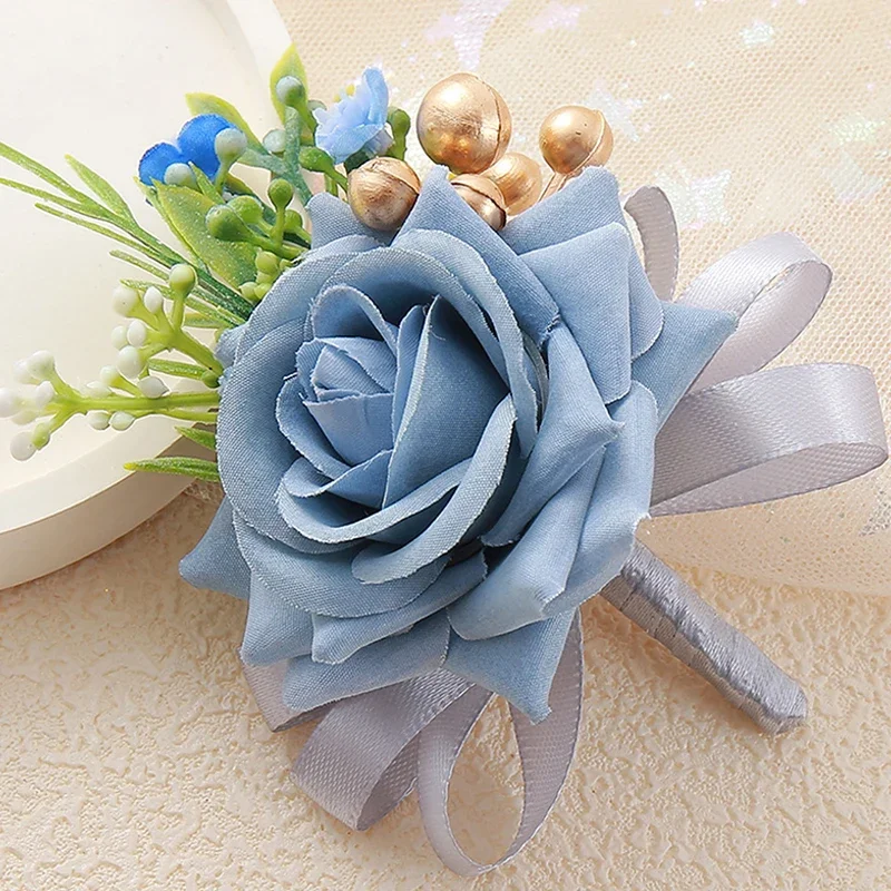 1pc Wedding Rose Boutonniere Groom and Groomsmen Boutonniere Ceremony Anniversary, Formal Dinner Party Prom Corsage