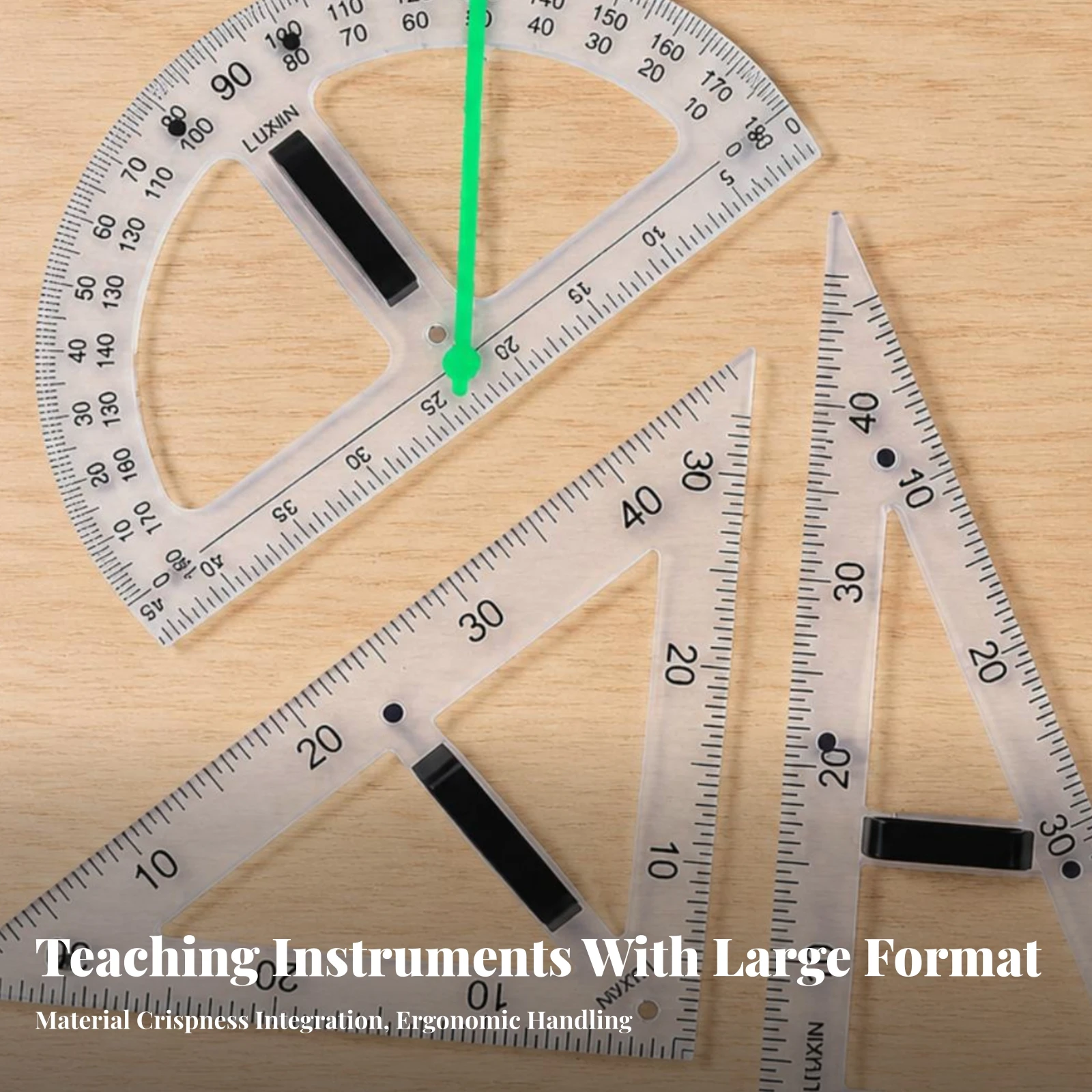 4 Pieces Math Teaching Tools Metric Classroom Geometry Demonstration Boards for Students, Whiteboard Display