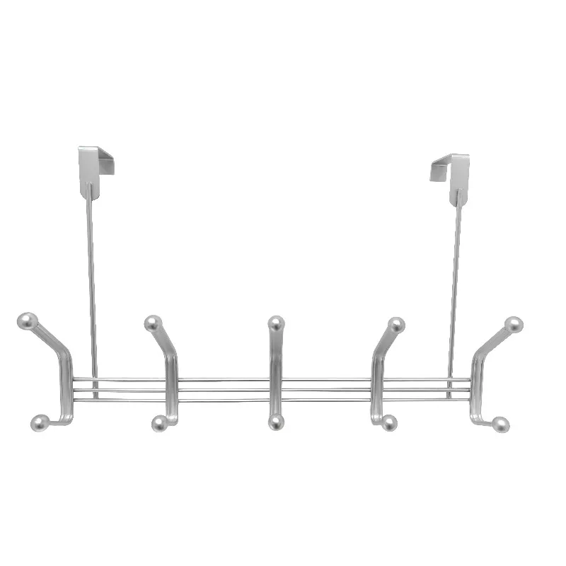 

Silver multi-functional metal door hanger, space-saving design, suitable for bathroom, kitchen, towel, electrical storage