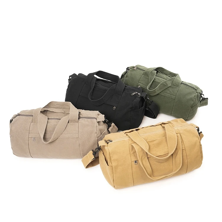 Casual Multi Pockets Canvas Big Size Boston Handbag 2026 Female Male Overnight High Street Fabric Zipper Y2K School Shoulder Bag