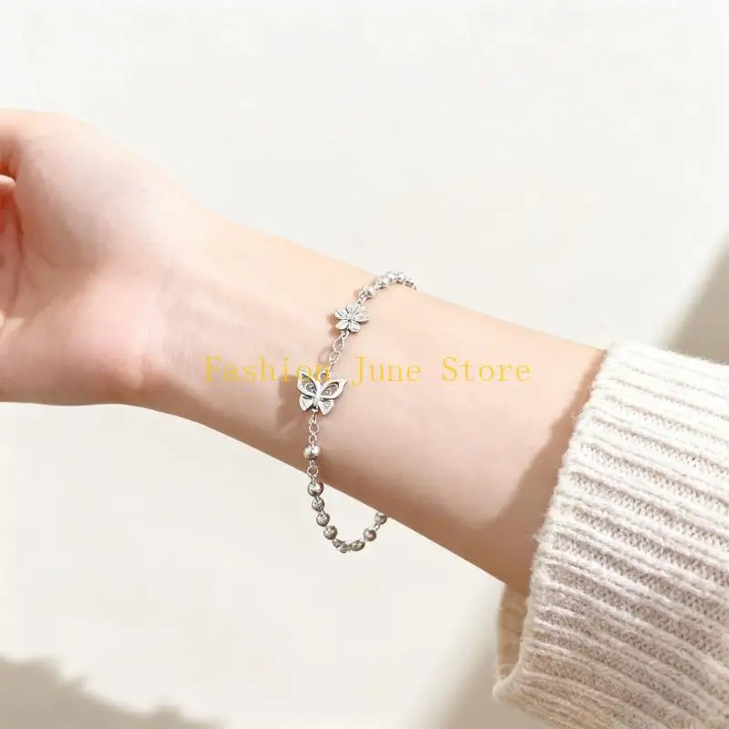 N5KA Trendy Flower Butterfly Charm Zinc Alloy Bracelet Unisex Jewelry Gift For Her