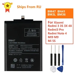 2024 Batteria di ricambio BM47 per Xiaomi Redmi 3 3S 3X 4X Redmi3 Pro Nota 4 4X Pro BN41 per Xiaomi 9 M9 Mi9 BM3L Mi5s Mi 5S BM36