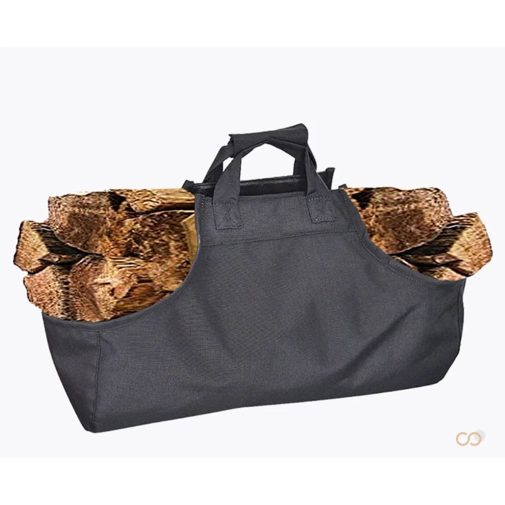 Firewood hauling bag crafted from heavy-duty oxford material for dependable performance in for rugged outdoor environments