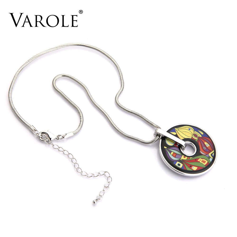 Vintage Style Painted Pendant Necklace - Snake Chain Choker