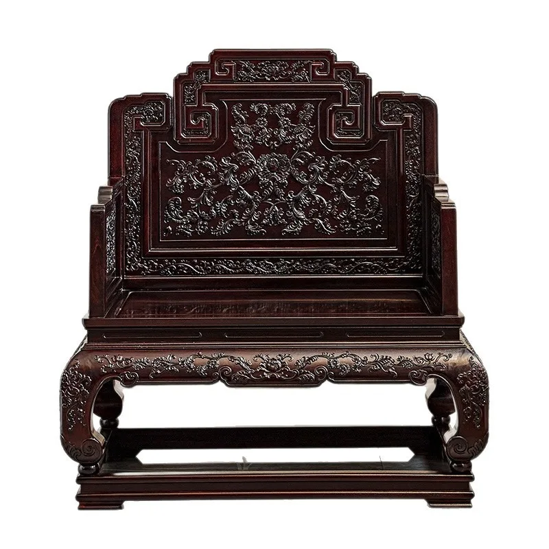Zambia blood sandalwood solid wood Chinese sofa, throne palace chair, African lobular red sandalwood throne dragon chair