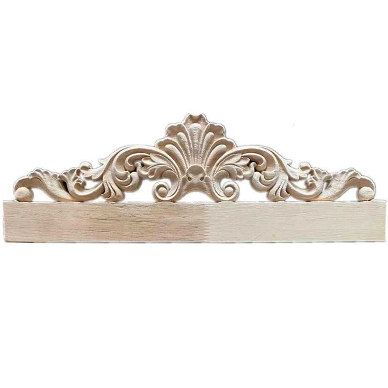 29cm 38cm Wood Appliques for Furniture Decal Floral Wood Flower Crafting Patches Appliques Onlays Wood Carving Decoration Decal