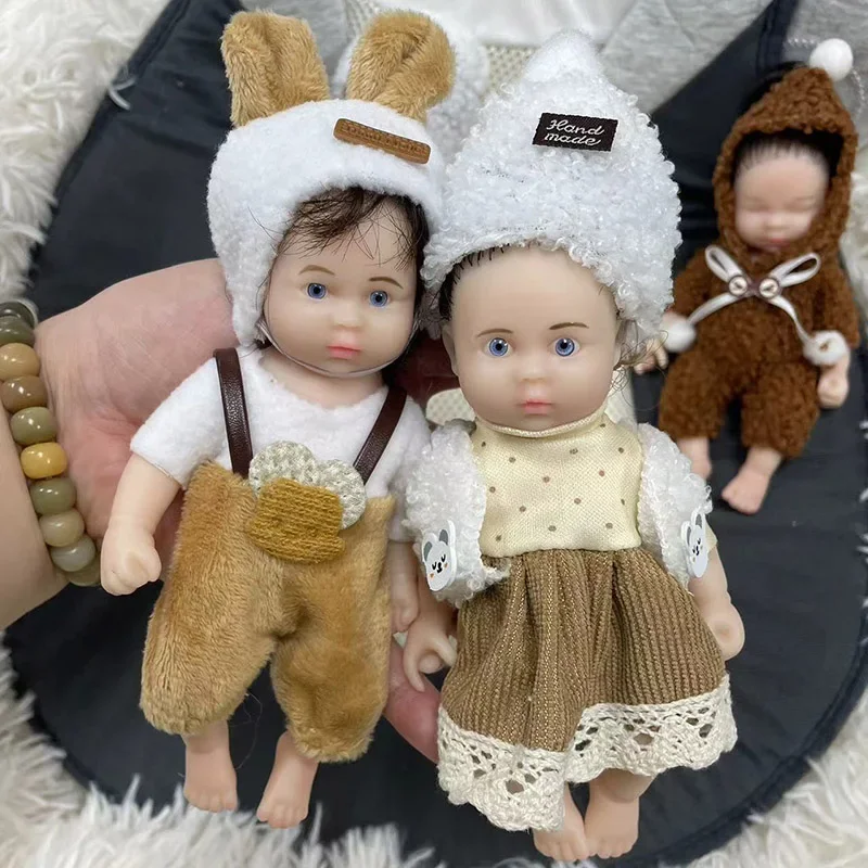 Full Body Silicone Reborn Baby Doll, cabelo enraizado, realista, macio, sólido, Stretchable, Imagem real, brinquedo do miúdo, 18cm