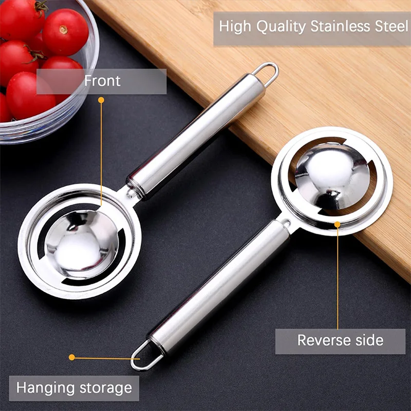 Egg Yolk Separator, 7.9 Inch Stainless Steel, with Hanging Ring, for Perfect Egg White Separation,Convenient to Use & Easy Clean