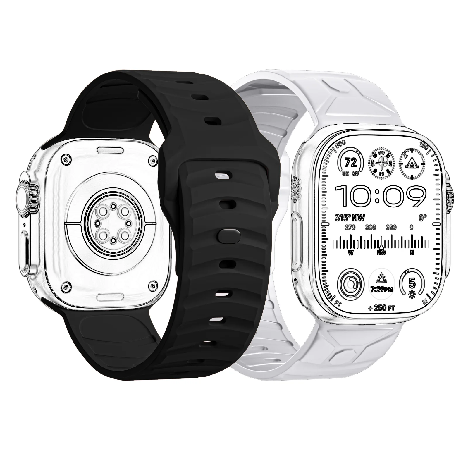 通気性がありファッショナブルなシリコン製時計ストラップ1本、Apple Watchシリーズ10、9、8、7、6、SE、SE2、Ultraに対応