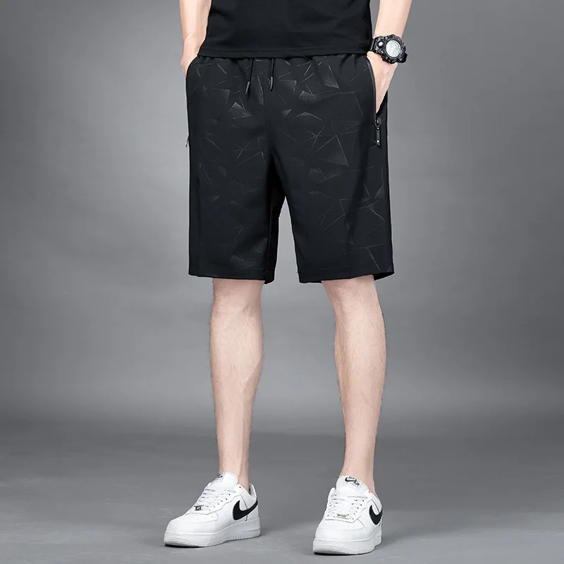 Fashionable Loose Men's Printed Trend Shorts Summer New Casual Quick Dry Breathable Elastic Waist Knee Pants Male Clothes