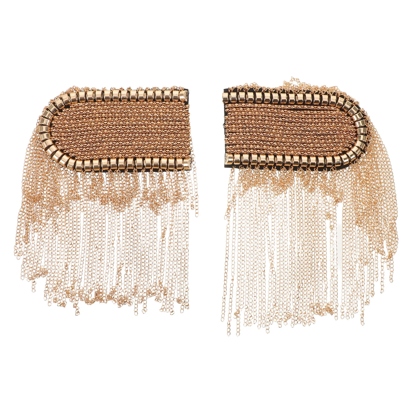 

2pcs Gold Chain Tassel Epaulettes Metal Shoulder Patches For Jackets Women Punk Fringe Jewelry Uniform Accessories Festival