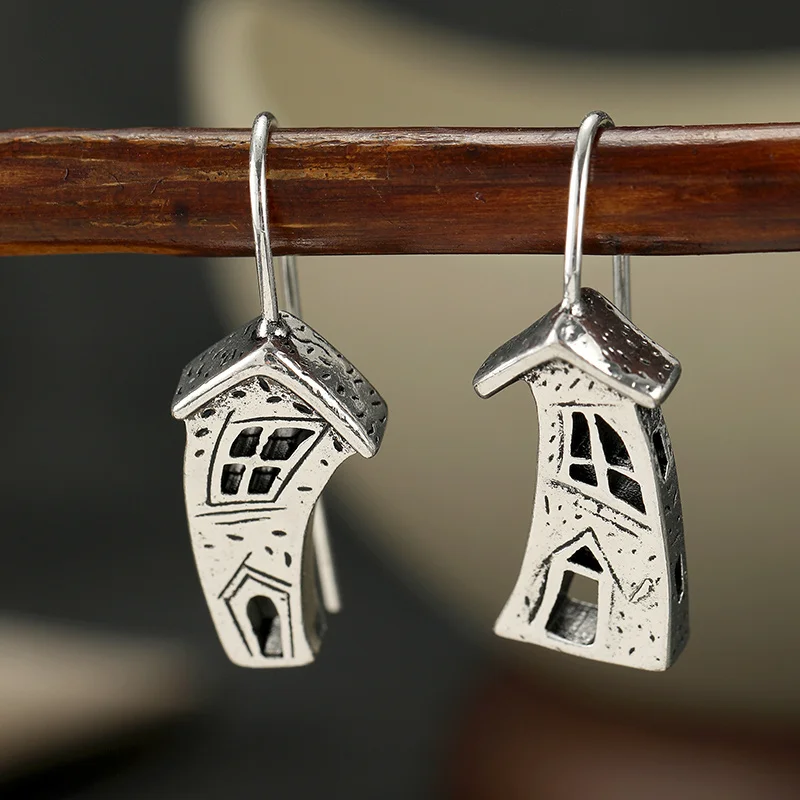 Women's Vintage Creative Cottage Dangle Earrings Hollowed Out And Deformed Design Funny Cartoon Earrings Daily Accessory Gifts