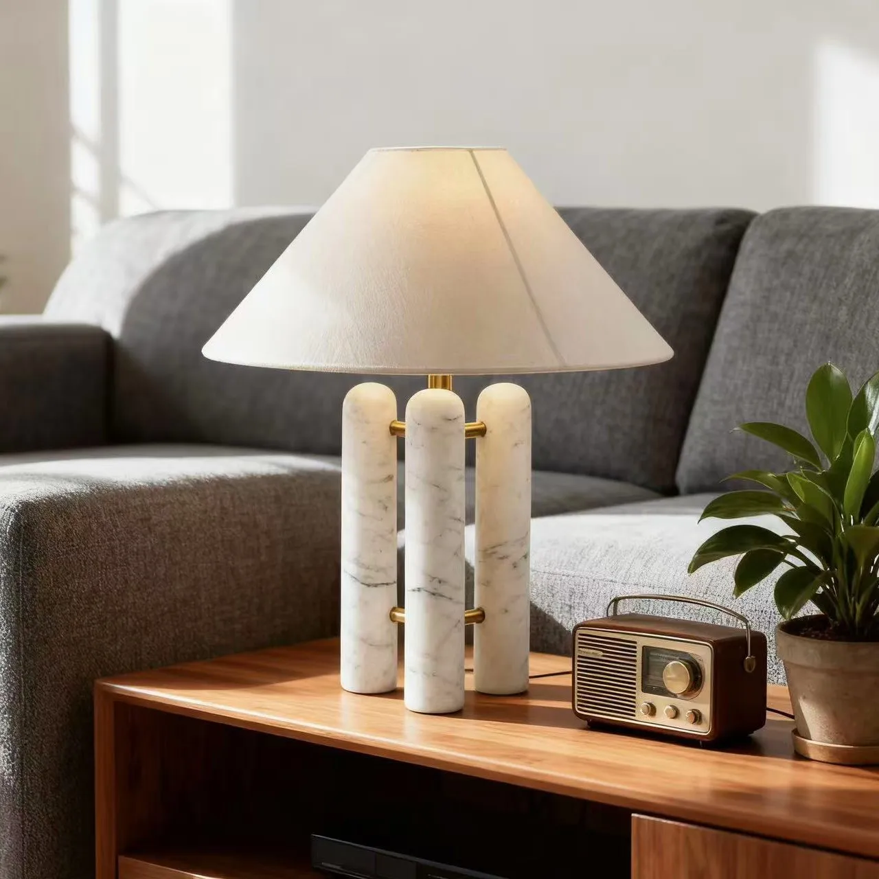 American Fabric Marble Table Lamp Study Bedside Lamp Designer Medieval Homestay Model Room Medieval Atmosphere Lamp