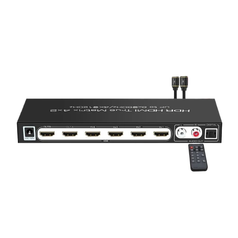 For HDMI2.1 8K Quad in 2 Out 4 in 2 Switcher 4K@120Hz Audio Separation Fiber PS5