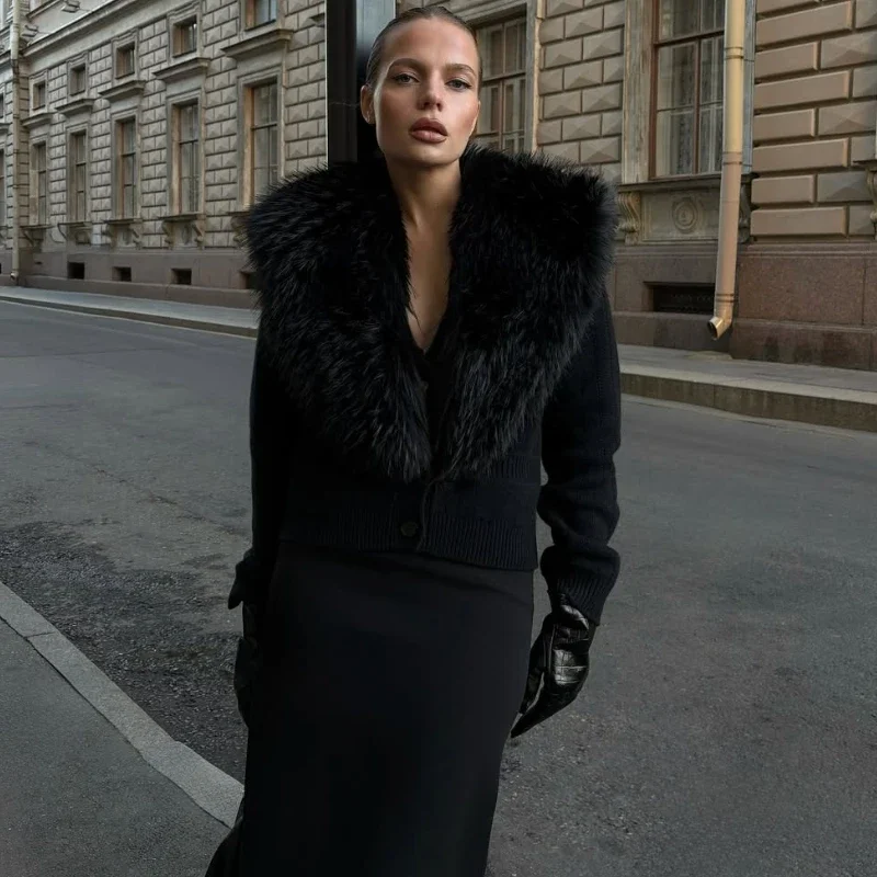 

Tornova вязаный кардиган с меховым воротником, женский однотонный тонкий свитер на пуговицах с длинными рукавами, пальто, женский осенне-зимний дорожный кардиган