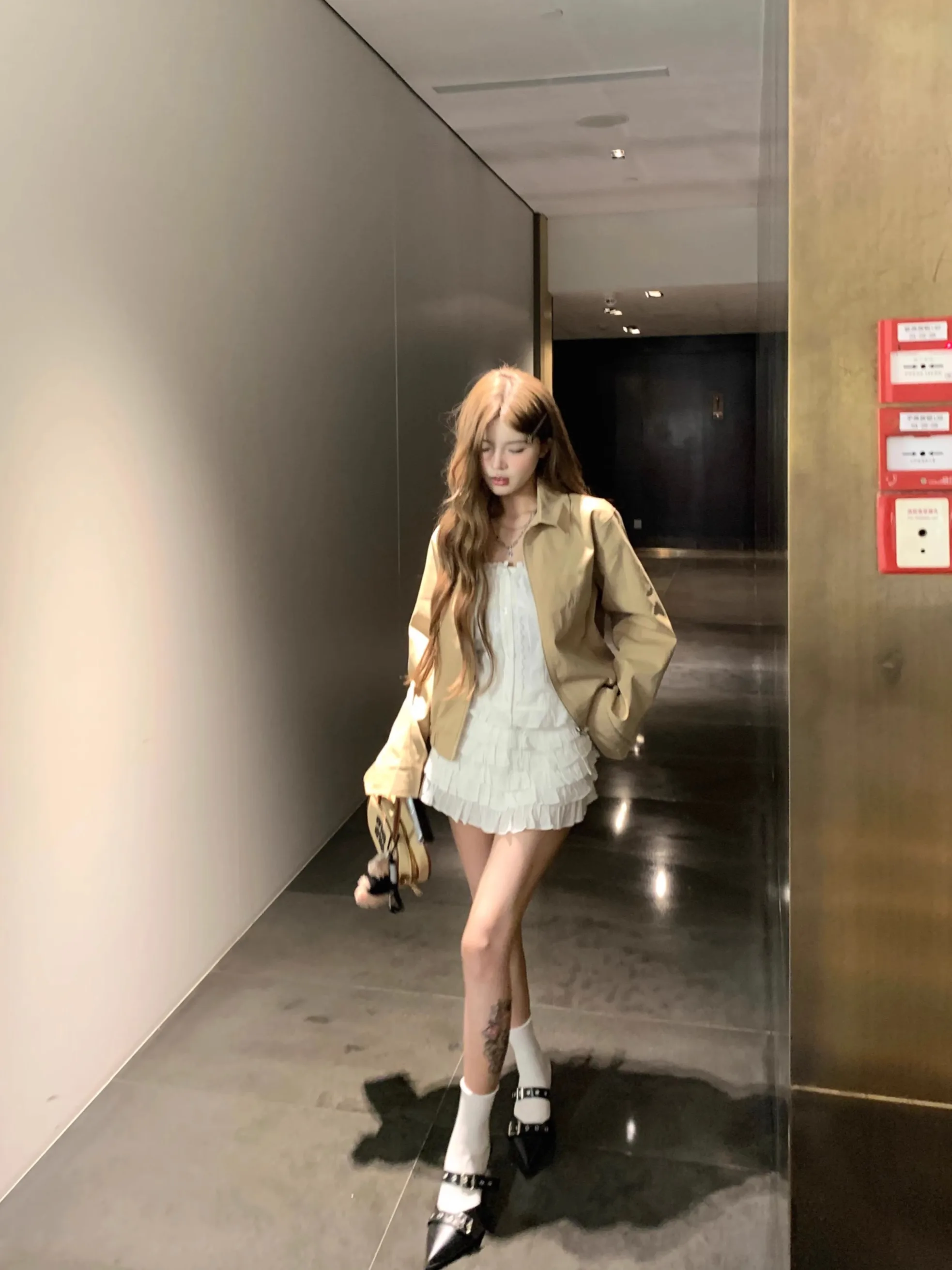 

Women'S Short Padded Jackets Shoulder Stylish Olive Green Single-Layer Moderate Windproof Mid-Long Wadded Fleece-Lined Large