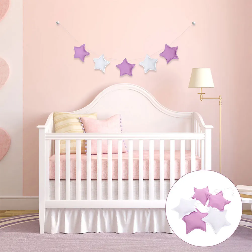 

2Pcs Star Garland Hanging Decorations Fabric Bunting Banner Nursery Bedroom Accessories Room Decor Shower