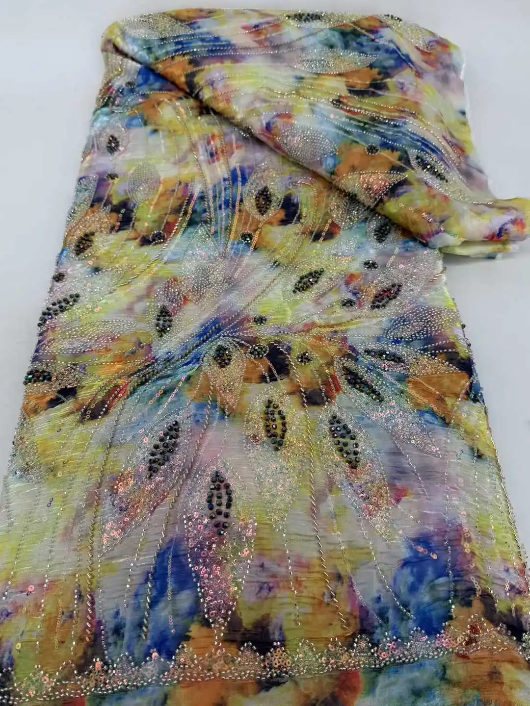 

Nigerian Luxury Lace Fabric 2026 High Quality Heavy Beaded Sequins African Lace Fabric French For Women Wedding Party Dresses