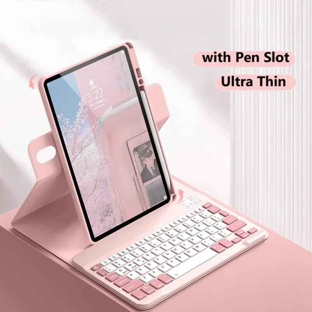 

720 ° Вращающийся чехол-клавиатура для Samsung Galaxy Tab A11 Plus 11 дюймов 2025, A9 Plus, S9 11, S8, S7 11 дюймов, A8 10.5, S6 Lite, чехол-футляр