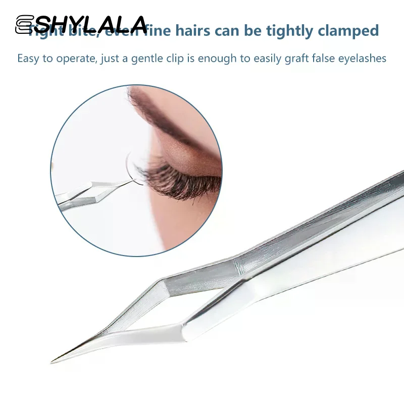 まつげエクステンションピンセット滑り止めステンレス鋼湾曲した先端ストレートピンセット高精度ネイルアートメイクアップ美容ツール