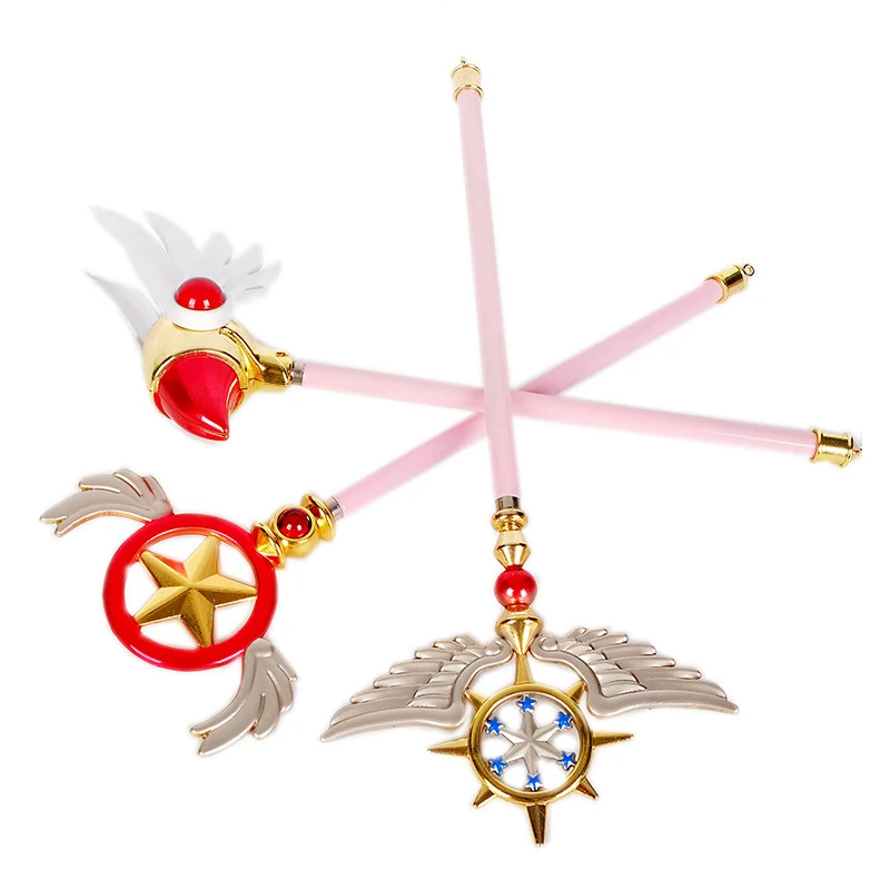 Kinomoto Sakura Extendable Stick Birds Star Angel Head Magic Wands Zinc Alloy Model Cosplay Props 24 extend 42cm Toy Gifts