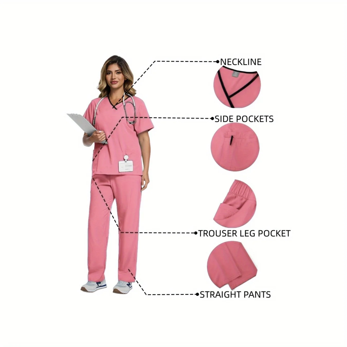 Ensemble de gommages de travail, uniforme de gommage, haut + pantalon, vêtements de travail, costumes de chirurgie, uniformes de SPA de beauté, 2 pièces