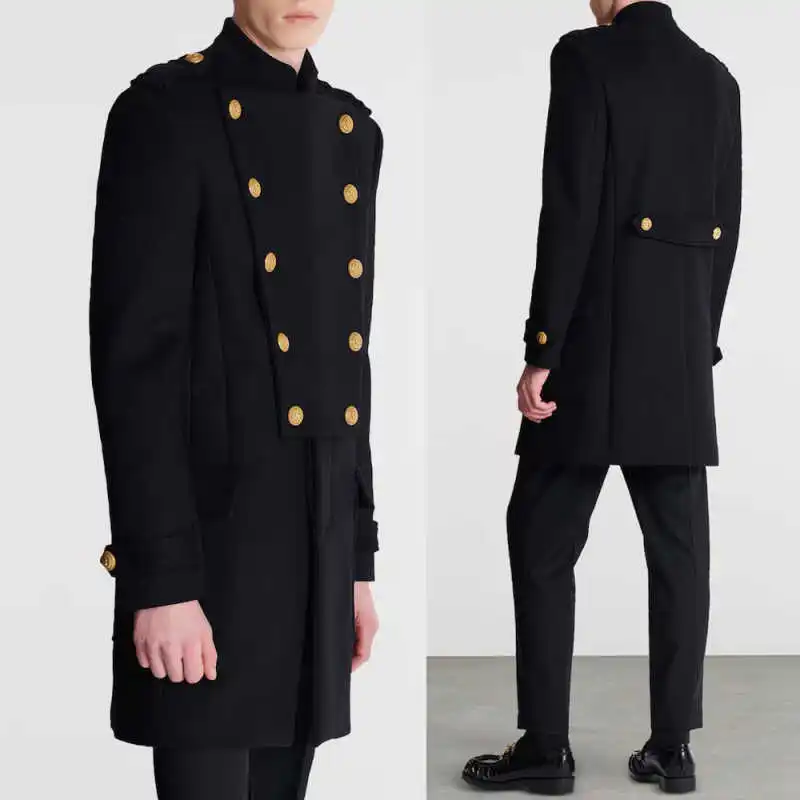 

Elegant Men Long Overcoat 1 Piece Double Breasted Coat Autumn Winter Commuter Warm Business Occasion Customized