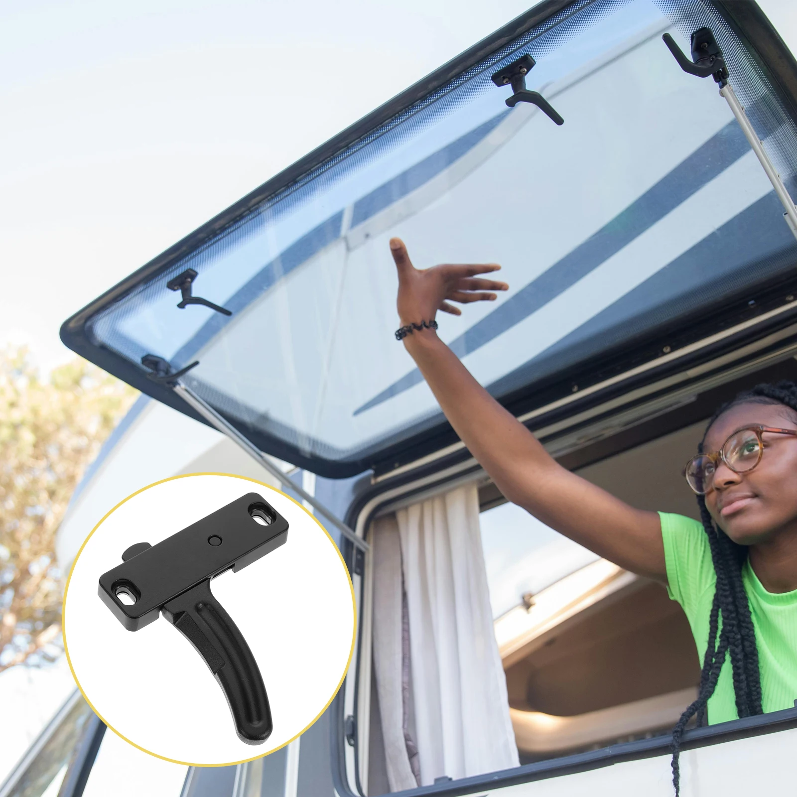 

Handle Left Handed Latch Replacement Durable Aluminum Alloy Plastic Easy Install For Rvs Trailers Campers Secure Grip L Shaped