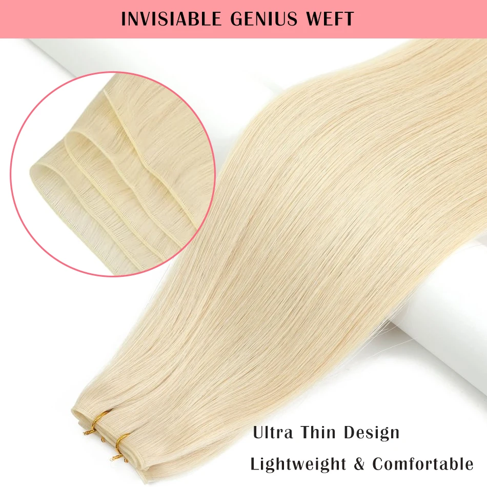 Thick Ends Genius Weft Human Hair Extensions Sew in Hair Extensions Real Human Hair Weft Extensions Hand Tied Virgin Hair 50G