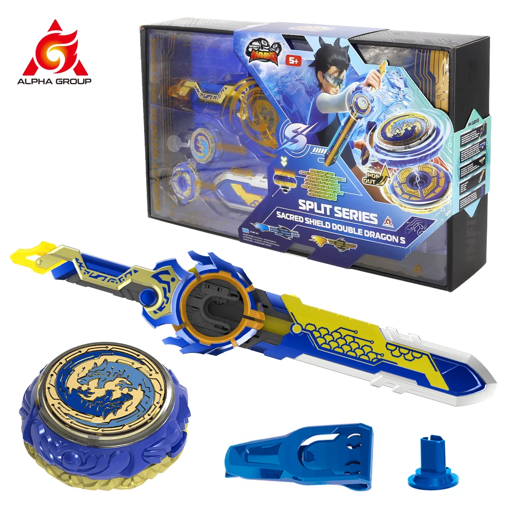 

Infinity Nado 6 Split Series-Sacred Shield Double Dragon S Glowing Spinning Top,Deluxe Sword Launcher with Detachable Scabbard