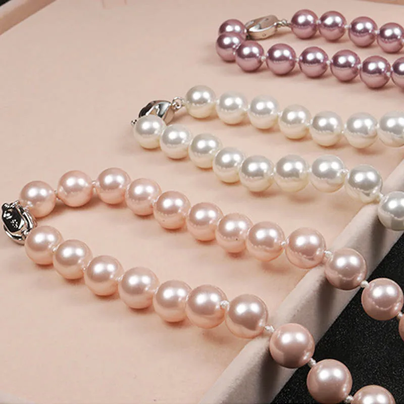 Wholesale 3 Colors Natural Fresh Water Shell Simulated Pearl Beads For Jewelry Making DIY Bracelet Necklace 8/10MM Strand