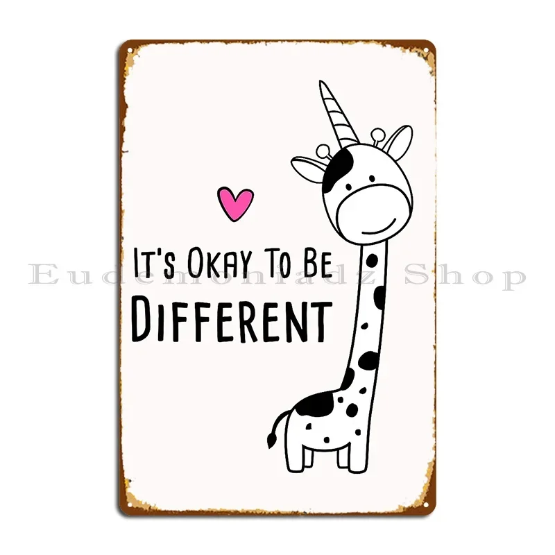 Autism Awareness Day Giraffe Gift It S Ok To Be Different Metal Sign Garage Wall Plaque Party Personalized Tin Sign Poster