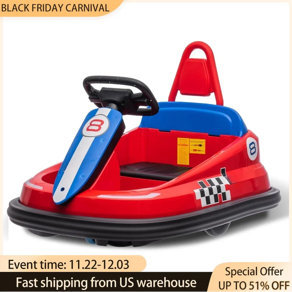 Bumper Car for Toddlers, 6V Electric Ride on Toys for Kids, 1.9 MPH Max Speed, Steering Wheel, 360 Degree Spin 2-Speeds