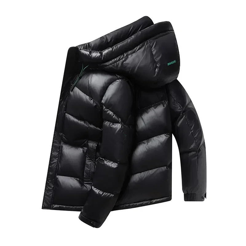 Winter Men\'s Hooded Down Jacket Men\'s Jacket Winter Red Shiny Cold-resistant White Duck Down Men\'s Coat Clothing