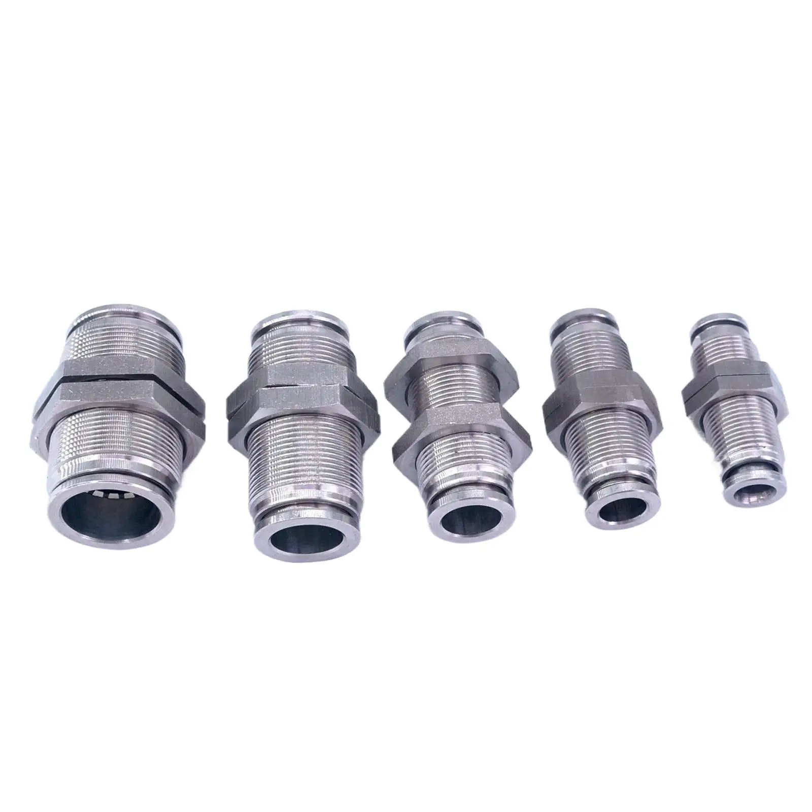 Fit Tube O.D 4/6/8/10/12/14/16mm Equal Stainless Steel Bulkhead Union Pneumatic Fitting 0.1-4Mpa Air Vacuum