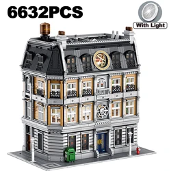 6564PCS Sanctorum Sanctum Showdown Building Blocks City Street View Architecture With Light Model Brick Chrismas Toys Kids Adult