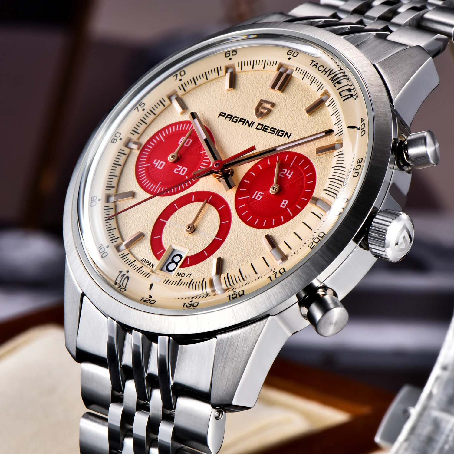 Men's Watches PAGANI DESIGN Retro Luxury Quartz Watch For Men Speed Chronograph Stainless steel 100M Waterproof Auto Date Watch