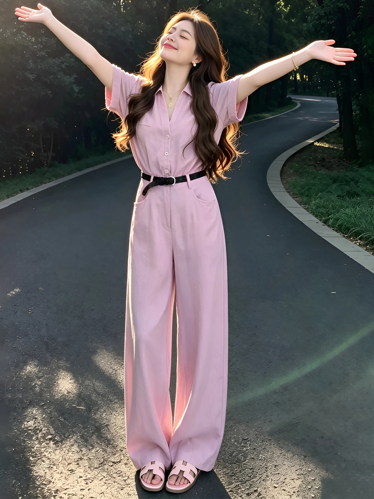 

Vintage Design Workwear Collared Jumpsuit Slimming Waist Dressy Women's High Waist Straight Leg Casual Pants Summer 2026